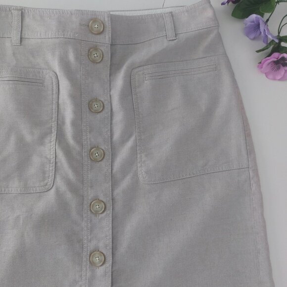 J. Crew Beige Button-Front Skirt - Picture 7 of 15